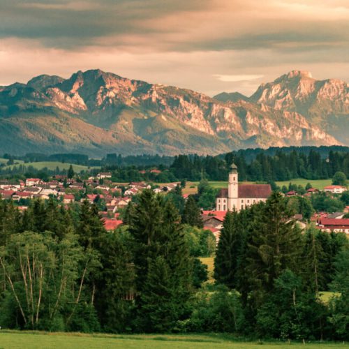 Lechbruck Blick in die Berge